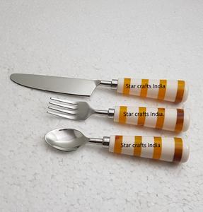 Ensemble cuillère chaude et fruits plaqué or couverts de cuisine en acier inoxydable avec cuillère fourchette et couteau plaqué rose lot de 3 - Product Image 2