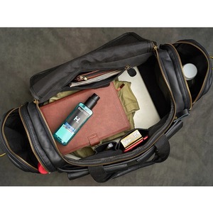 Bolsa de lona de cuero genuino con logotipo personalizado hecha a mano para hombre, bolsa de viaje duradera Vintage para llevar durante la noche, deportes de fin de semana, gimnasio, venta al por mayor - Product Image 5