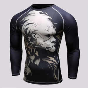 Vente en gros de vêtements de protection solaire chemise de compression Rashguard sublimé manches longues personnalisé Surf Bjj Rash Guard pour hommes - Product Image 3