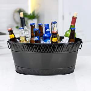 Manijas de bañera de bebidas de lujo de acero inoxidable galvanizado gris plata ovalada a granel OEM para fiestas bares eventos al aire libre cerveza vino soda - Product Image 1