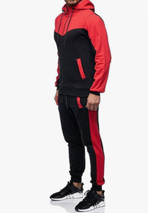 Winter Hooded Heavyweight Printed 100% Cotton Men's Track Suits Set Drawstring Closure Outdoor Jogging - Product Image 2