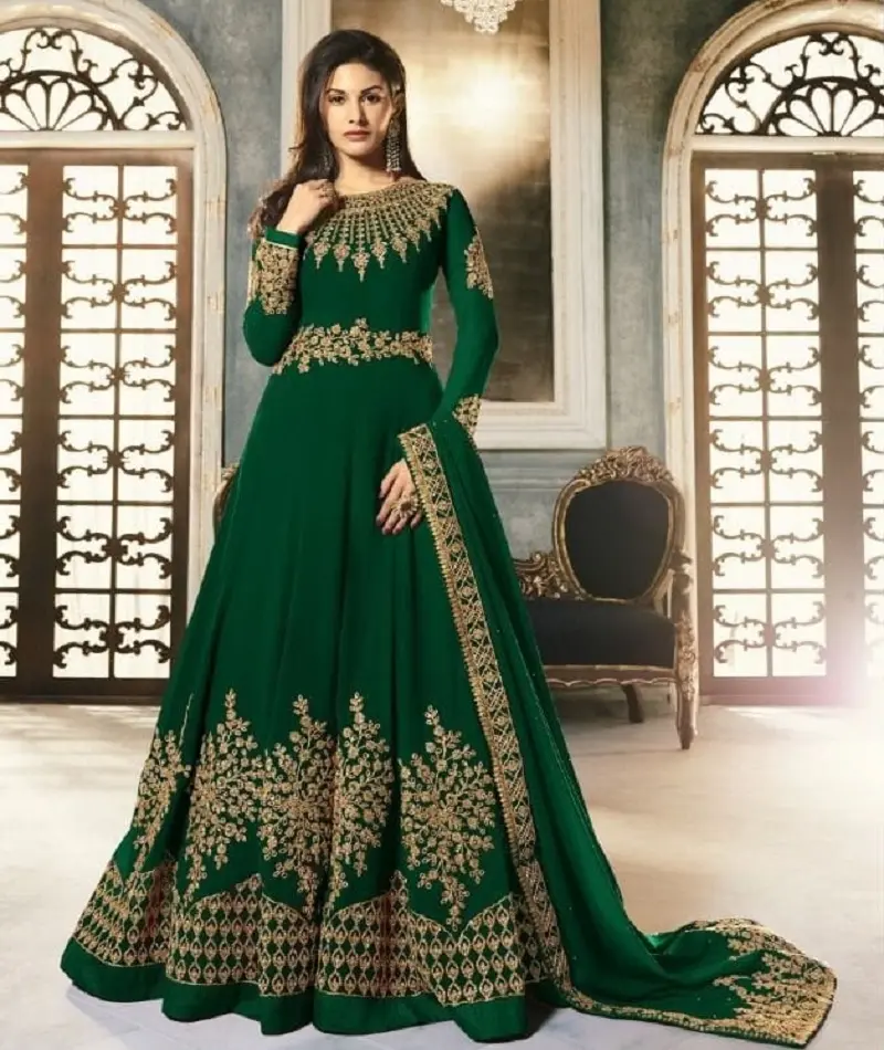 New Indian Ethnic Wear Heavy Georgette avec codding Work avec broderie Anarkali Long Georgette Gowns pour femmes Wear Suit