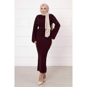 เดรสไหล่ประดับมุกเบอร์กันดี - Product Image 2