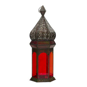 Ramadan <b>Decorative</b> Metal And Glass Candle Lanterns <b>Moroccan</b> Shape for Home Eid Holiday <b>Decoration</b> Handmade Gold Lantern - Product Image 2