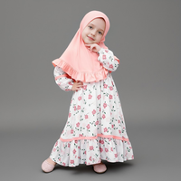 Robe à manches longues à col rond printemps-automne européenne et américaine + foulard Ensemble de robe musulmane deux pièces