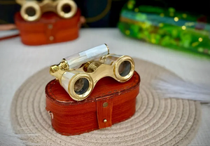 El mejor precio, gafas de ópera de latón Vintage personalizadas, mango extensible, accesorios de latón perla Madre, Funda de cuero para uso en exteriores - Product Image 6