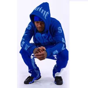 OEM al por mayor de los hombres de manga larga Puff impresión chándal de alta calidad de entrenamiento de gimnasio Low Puff chándales de impresión - Product Image 3