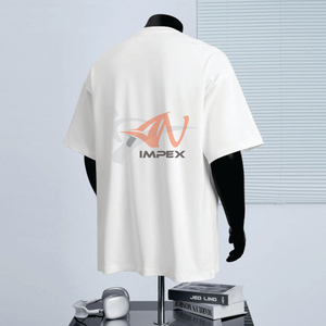 เสื้อยืดคอกลมทรงหลวมผ้าฝ้าย 300 กรัม สำหรับผู้ชาย แฟชั่นสั่งทำ สีดำและสีขาวล้วน แขนสั้น พิมพ์ลายดิจิทัลบนผ้าเจอร์ซีย์ - Product Image 2