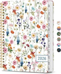 Quaderno A5 2026 per Donna con Copertina Rigida in Tessuto/Pelle/Carta, 96 Pagine, Schede Divisorie, Tasca Interna, Forniture per Scuola e Ufficio, Regalo, 100 <span class=keywords><strong>Fogli</strong></span> - Product Image 1