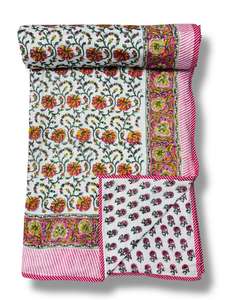 Cotton Soft Printed Hand Block Print Jaipuri Rajai Luxury Double Bedspread <b>Quilt</b> Reversible <b>Bed</b> Cover Soft Comforter Washable - Product Image 2