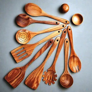 Juego de utensilios de cocina de madera de Acacia de ALTA CALIDAD Juego de cuencos de Venta caliente Hecho EN LA India Incluye juego de servidor de ensalada de madera - Product Image 1