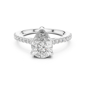 Bague en or blanc 14 carats pour femme, pour occasions spéciales, avec diamant de 2,29 carats de taille poire, diamant de laboratoire certifié IGI, style classique, plaqué or - Product Image 1