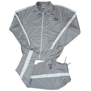 Vêtements de sport en coton pour hommes, logo personnalisé, survêtement ajusté à fermeture éclair complète, 2 pièces, vente en gros - Product Image 1