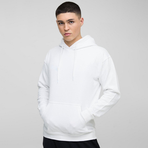 Pull à capuche en mélange de coton et de polyester 500gsm, sweat à capuche surdimensionné de couleur unie avec poche kangourou - Product Image 1
