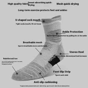 2025 venta al por mayor última llegada estilo algodón moda 2 pares Hane Crew calcetines toalla Bottomfashion deportes baloncesto Calcetines - Product Image 4