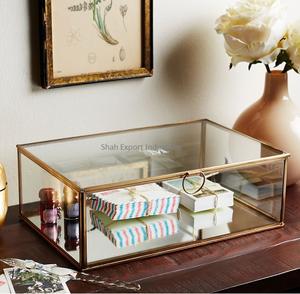 Joyero de calidad superior en latón con acabado dorado y caja de vidrio transparente para maquillaje, anillo, pendiente, collar, caja de tocador - Product Image 4