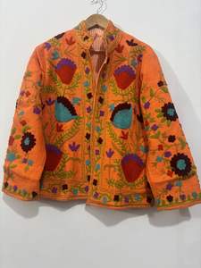Suzani Embroidered Jacket, Boho Handmade Jacket, Vintage <b>Coat</b>, Tribal Clothing, Cotton Jacket, Boutique Fashion - Product Image 4