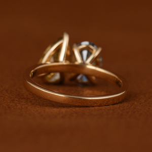 Oval & pera Cut Toi et moi Ring/14K Oro amarillo Trendy Toi et moi Solitaire Ring Anillo de bodas para su regalo de aniversario - Product Image 4