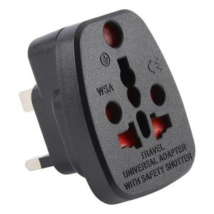 <b>Universal</b> WSA-7 Travel <b>Adapter</b> with UK <b>Plug</b> 220V Black Safety Shutter for International Travel - Product Image 1