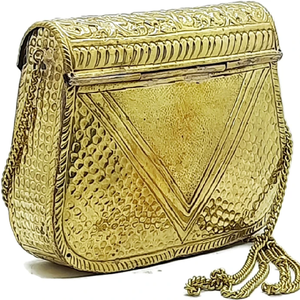 Bolso de mano étnico de media luna plateada, con borde con tachuelas de cristal y diseño de filigrana floral. Disponible a precio mayorista. - Product Image 3