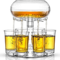 Distributeur de coups éclaircissants pour remplir des liquides Outil de boisson de fête Distributeur et support de verre à 6 verres avec tasse en acrylique 6 pièces