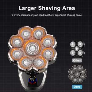 Afeitadora Eléctrica Ergonómica Giratoria para Hombres Calvos, Uso en Seco/Húmedo, Impermeable IPX7, con Pantalla LED para Cara y Cuerpo - Product Image 3