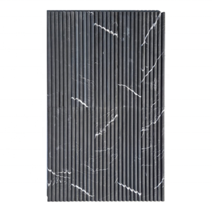 Dalle mince en marbre noir Alexandre, surface rainurée, design minimaliste, pour mur décoratif, comptoir, bar, maison, luxe, Turquie, vente en gros - Product Image 3