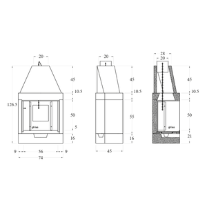 Chimenea de Leña Prefabricada de Hierro Fundido Open Hearth M80TGH - Product Image 2