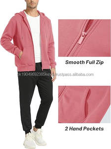 Trendy Cotton <b>Fleece</b> <b>Hoodie</b> With Zipper Unisex Loose Fit Street Style Casual Sweatshirt - Product Image 3