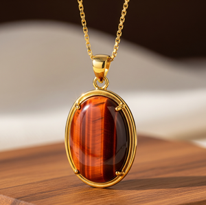 Fabriqué à la main en argent Sterling 925 chaîne délicate or 18 carats forme ronde pendentif bohème naturel oeil de tigre guérison pierres de cristal cadeau - Product Image 4