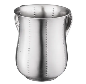 Tasse de lavage en acier inoxydable, finition martelée, poignée martelée, prix le plus bas, pour ensembles de salle de bain, artisanat indien - Product Image 2