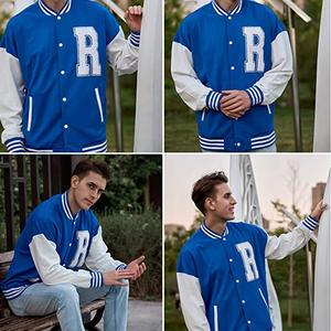 แจ็กเก็ตเบสบอลแขนยาวสำหรับผู้ชายพิมพ์โลโก้แบบกำหนดเอง - Product Image 4