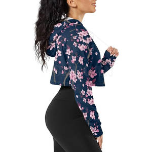 Capcon Sports Custom Printed Logo Fabricación profesional Mujeres Casual Manga larga Crop Top Sudaderas con capucha para invierno de punto - Product Image 5