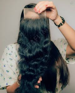 Extensiones de cabello humano peruano crudo Remy virgen 100%, cierres de encaje HD 4x4 para mujeres en marrón Natural negro, peso de 100 gramos - Product Image 2