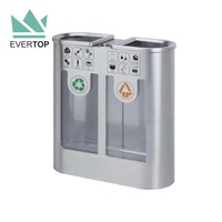 Poubelle SD-70 en acier inoxydable et acrylique à 2 compartiments Poubelle séparée pour la collecte des déchets Poubelle de classification avec panneaux transparents