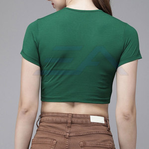 T-shirt court à manches courtes pour femme, col rond, uni, décontracté, été, écologique, respirant, séchage rapide, vente en gros, personnalisable - Product Image 3