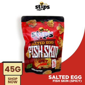 Chips Stip de grado de exportación de alta calidad huevo salado piel de pescado picante 45g - Product Image 2