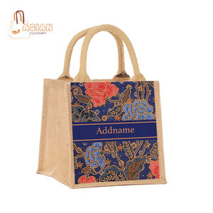 Bolso de mano de yute 100% ecológico, bolsa de saco de yute Natural impresa de buena calidad, patrón de dibujos animados reutilizable, excelentes bolsas de compras - Product Image 2