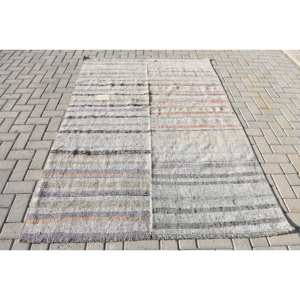 พรมขนสัตว์สีเทาร่วมสมัยขนาด5.2x7.6ฟุตแบบตุรกีพรมห้องนั่งเล่นลายนามธรรมสำหรับทางเข้าห้องโถงสี่เหลี่ยมผืนผ้าพื้นที่น้ำยาง - Product Image 1