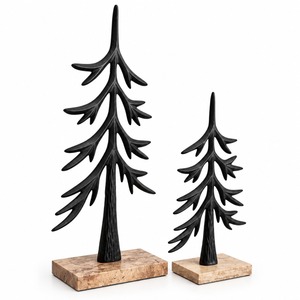 Minimalist Wooden Pine <b>Tree</b> Decor Set 2Pcs Tabletop <b>Christmas</b> Winter Forest Theme Home Decoration - Product Image 2