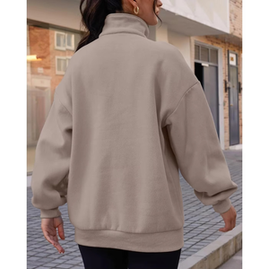 Sudadera con capucha y media cremallera y logotipo personalizado OEM para mujer, tamaño personalizado de cuarto de sudadera con cremallera, sudadera con capucha y media cremallera a granel - Product Image 2