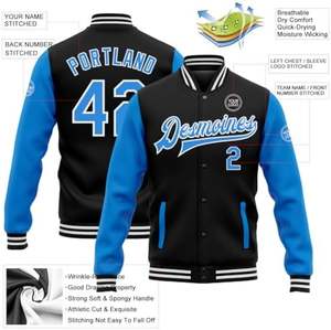 Custom Quilted Wool Baseball Varsity Jackets for Men Women Youth New Style Letterman Hooded Canvas Fabric Stitched <b>Name</b> <b>Light</b> - Product Image 2
