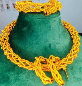 Bijoux de mode sénégalais et malais, boucles d'oreilles en acier inoxydable, collier Galam fait à la main, cristal rouge en cage pour femmes, cadeau de mariage ou de fête - Product Image 4