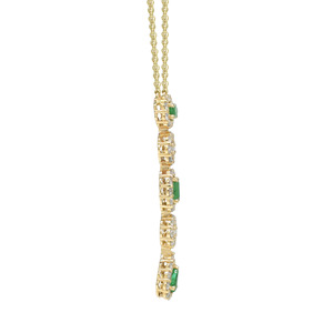 Collar de Diamantes Blancos Naturales de 1.13 Quilates, Collar de Compromiso con Halo de Esmeralda Zambiana en Oro Amarillo de 14k - Product Image 5