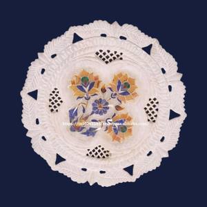 จานฝังหินอ่อนสีขาวสำหรับเป็นของขวัญแต่งงานจานฝังหินอ่อนดีไซน์แกะสลักด้วยมือสำหรับเป็นของขวัญขององค์กร - Product Image 2