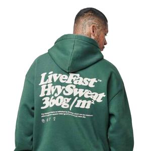 Sudadera con capucha de lana verde oscuro para hombre con estampado de pecho mínimo estilo de calle Sudadera con capucha informal de invierno para hombre - Product Image 5