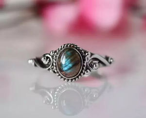 Design à la mode naturel Labradorite pierres précieuses anneaux 925 en argent Sterling lunette ensemble ovale chrétien bohème bijoux déclaration mariage - Product Image 5