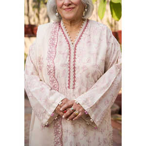 ชุดลำลองปักลายผ้าลอน 3 ชิ้น พร้อมผ้าคลุมไหล่ชีฟอง รุ่น DN-62018 ดีไซน์ลายปักแบบเดนท์ - Product Image 1