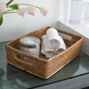 Meilleure qualité artisanat indonésien Rectangle fruits plateau de service rotin Table à manger décoration panier de rangement - Product Image 5