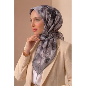 Floral Pattern <b>Square</b> <b>Scarf</b> in Smoke Gray Stylish Series - Product Image 1